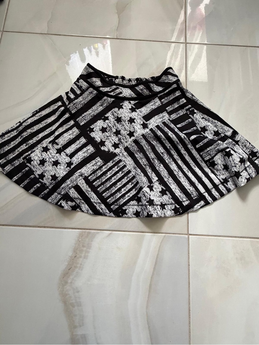 Material Girl Black & White Flag-Print Skater Skirt
